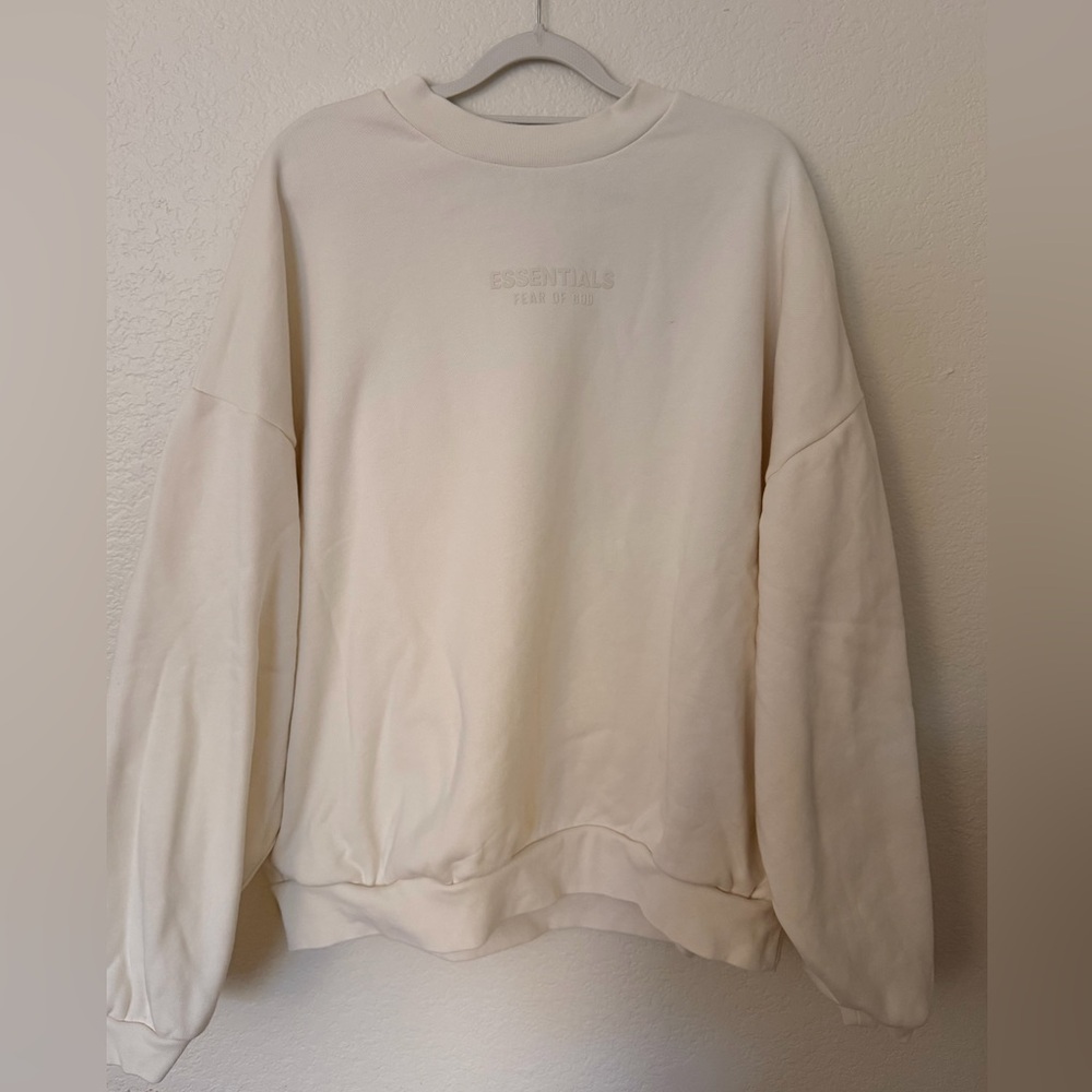 NEW ESSENTIALS Fear of God Cream Crewneck Sweatshirt size L